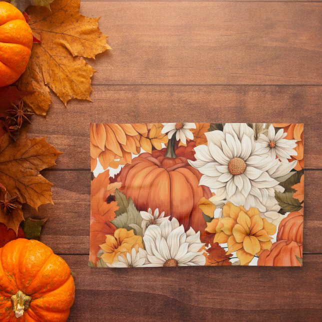 Fall Floral Pumpkin Kitchen Towel (Creator Uploaded)