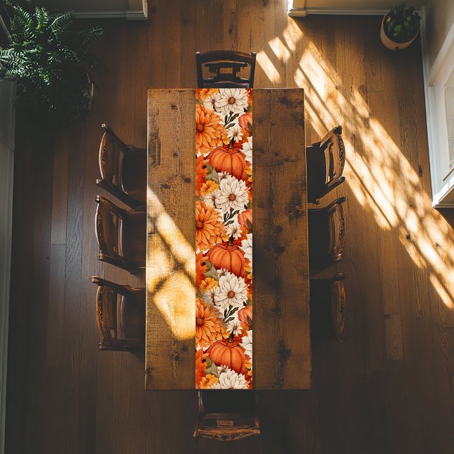 Fall Floral Pumpkin Short Table Runner (Creator Uploaded)