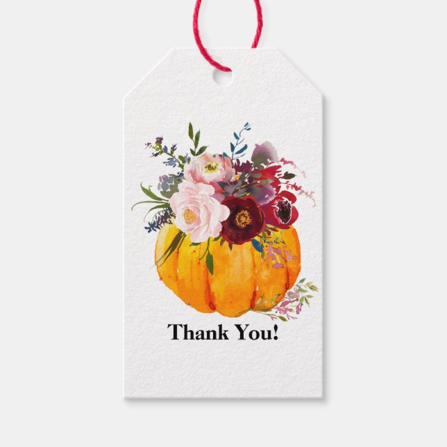 fall, floral, pumpkin tag (Front)