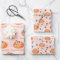 Fall Floral Pumpkin with Name Wrapping Paper Sheet