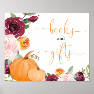 Fall floral pumpkins Books and Gifts sign