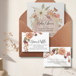 Fall Floral Rustic BOHO Watercolor Diaper Raffle Enclosure Card