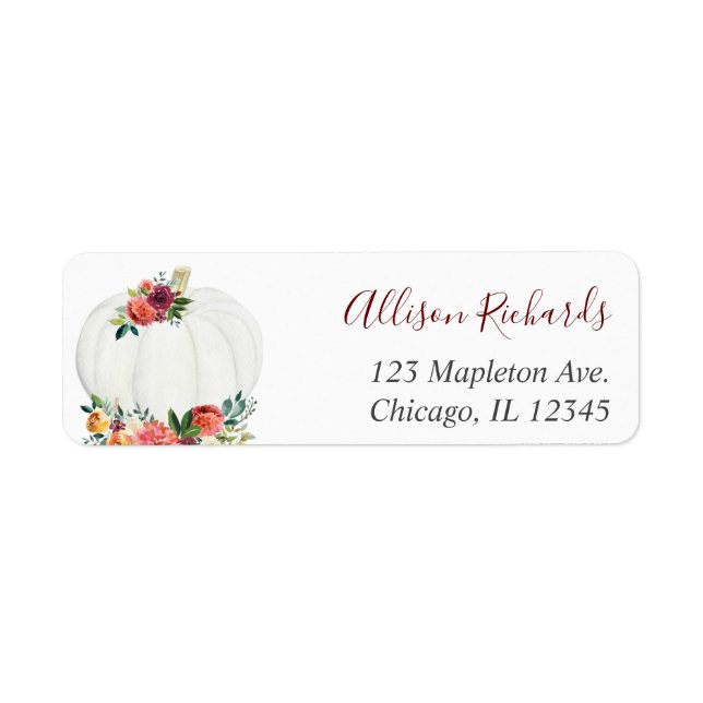 Fall floral rustic burgundy white pumpkin (Front)