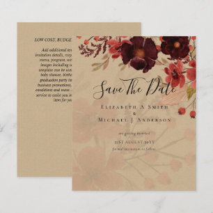 Fall Floral SAVE DATES Terracotta Burgundy Red