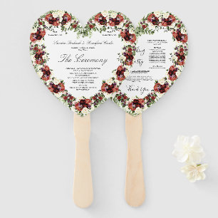Fall Floral Soft Terracotta Cream Burgundy Heart H Hand Fan