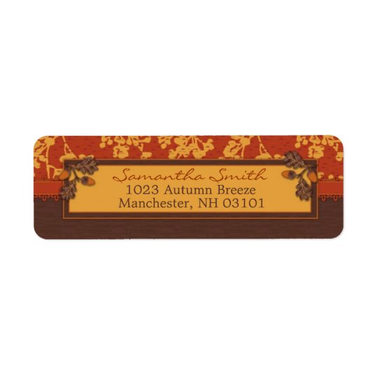 Fall Floral Stems in Warm Autumn Colour Return Address Label