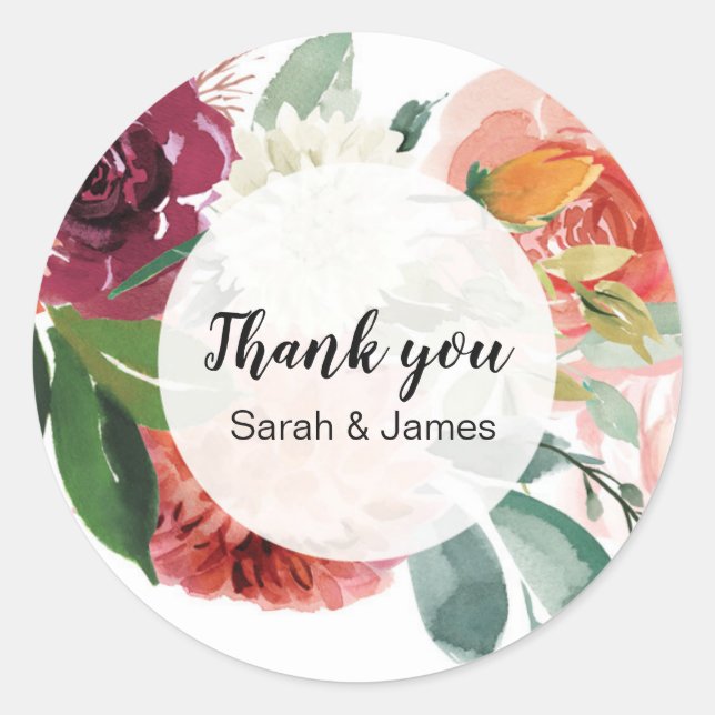 Fall floral Thank you stickers (Front)