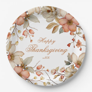 Fall Floral Thanksgiving  Paper Plate
