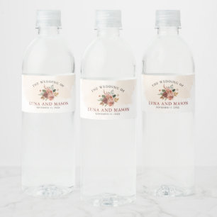 Fall Floral Themed Wedding Water Bottle Label