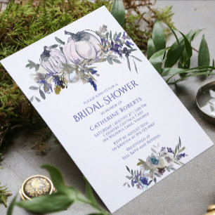 Fall Floral Watercolor Pumpkin Bridal Shower Invitation