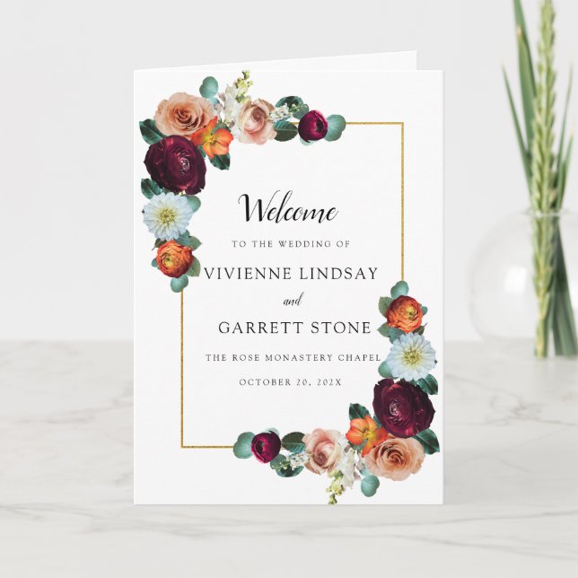 Fall Floral Wedding Booklet Program (Front)