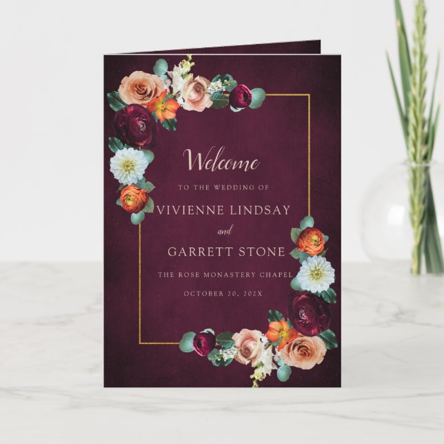Fall Floral Wedding Booklet Program (Front)