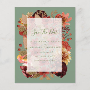 Fall Floral Wedding - Burgundy Orange BUDGET Flyer