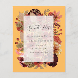 Fall Floral Wedding - Burgundy Orange BUDGET Flyer
