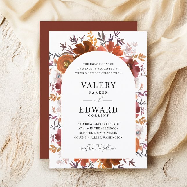 Fall Floral Wedding Elegant Boho Invitation (Creator Uploaded)