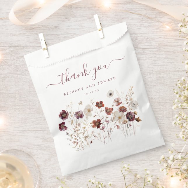 Fall Floral Wedding Favour Bag (Clipped)