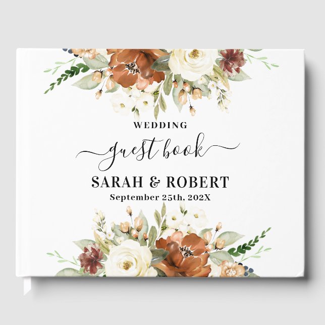 Fall Floral wedding Guest Book (Front)