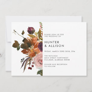 Fall Floral Wedding Invitation 