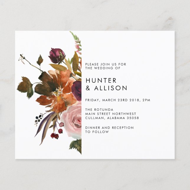 Fall Floral Wedding Invitation Flyer (Front)