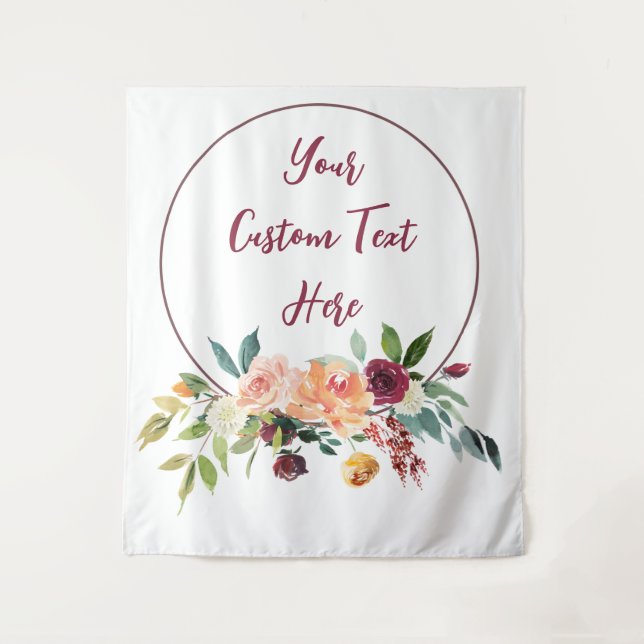 Fall Floral Wedding Photo Booth Backdrop Fun Prop  Tapestry (Front)