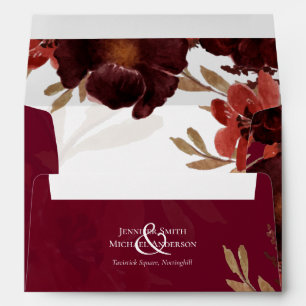 Fall Floral Wedding Suite Terracotta Burgundy Red Envelope