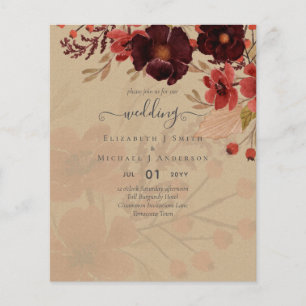 Fall Floral Wedding Terracotta Burgundy Red Flyer