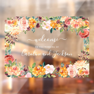 Fall Floral Wedding Window Cling