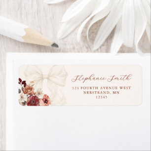 Fall Floral White Bow Bridal Shower Return Address