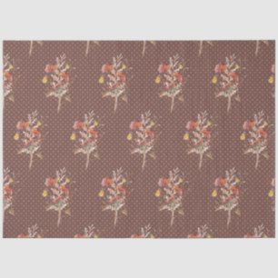 Fall Floral Wildflower Butterfly Brown Decoupage Tissue Paper