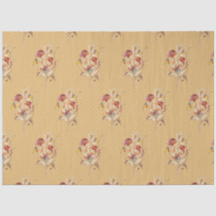 Fall Floral Wildflower Butterfly Mustard Decoupage Tissue Paper