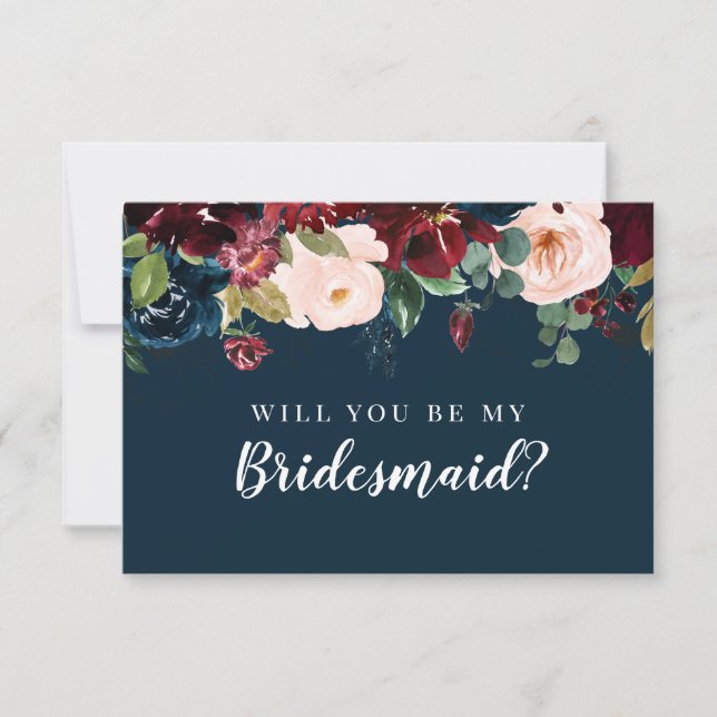 Fall Floral Will You Be My Bridesmaid Proposal Invitation (Front)