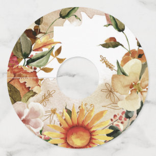 Fall Floral With Area To Write Name  Wine Glass Tag