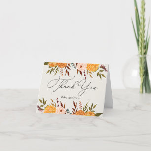 Fall Florals Mums Thank You  Note Card