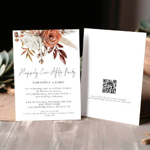 Fall Florals QR Happily Ever After Party Wedding Invitation