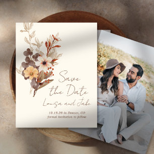 Fall Florals Save the Date Photo Invitation