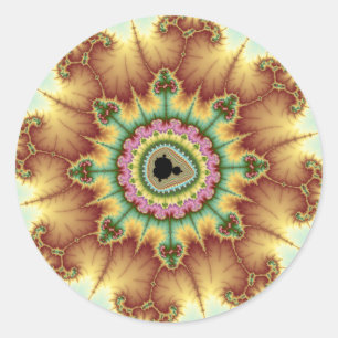 Fall Flower - Fractal Art Classic Round Sticker