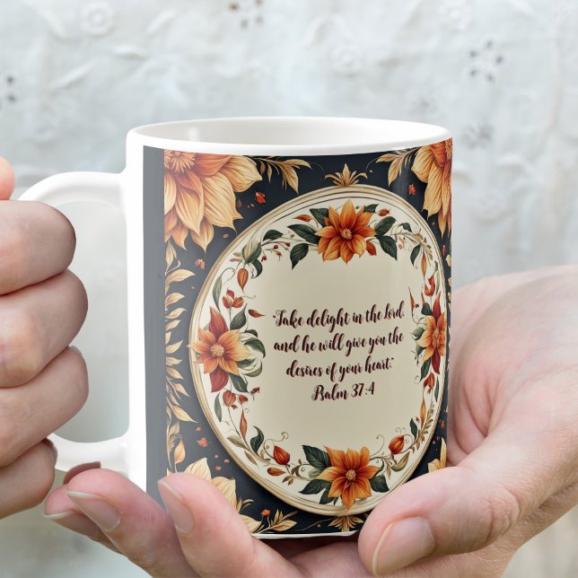 Fall Flower Frame Customizable Verse Coffee Mug (Creator Uploaded)