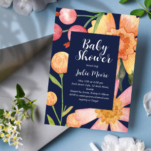 Fall Flower Power Baby Shower Invitation