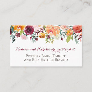 Fall Flower Registry Insert Cards, Orange Maroon