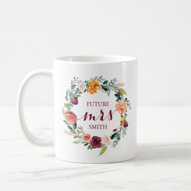 Fall Flower Wedding Planning Mrs Coffee Mug Orange (Left)
