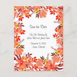 Fall Flowers and Leafs Save the Date Postcard