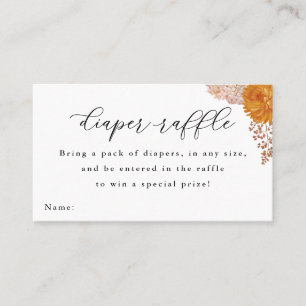 Fall Flowers Baby Shower Diaper Raffle Ticket