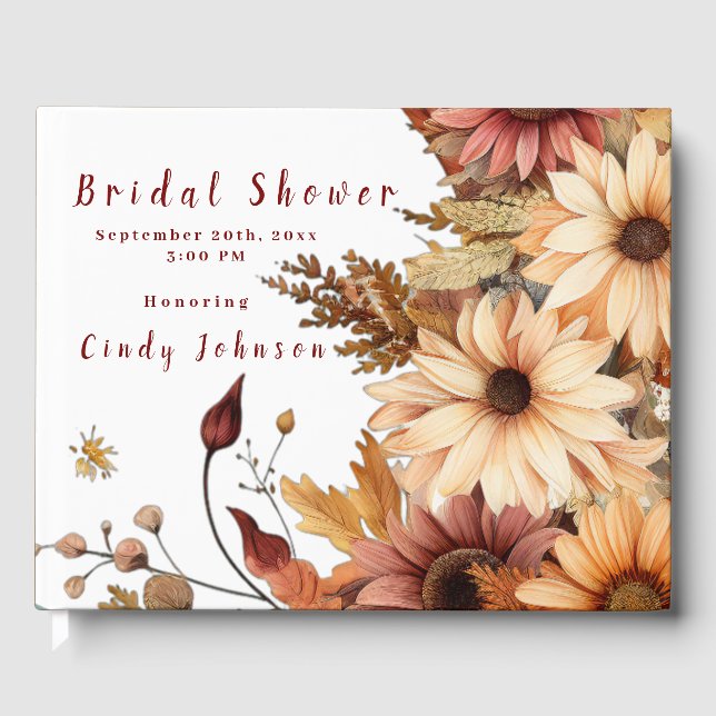 Fall Flowers Bridal Shower Guest Book (Front)