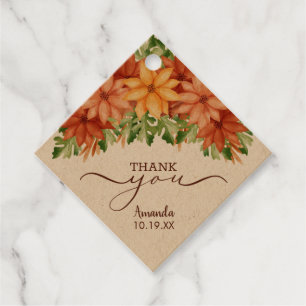 Fall Flowers Bridal Shower Thank You Favour Tags