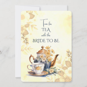 Fall Flowers Bridal Tea Party Teapot Invitation