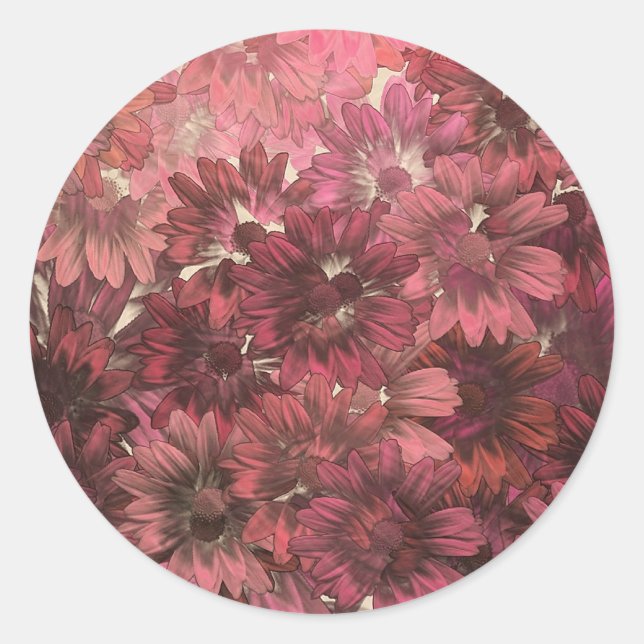 Fall Flowers Classic Round Sticker (Front)