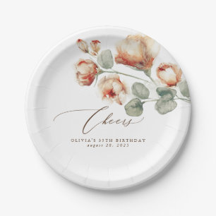 Fall Flowers Elegant Romantic Paper Plate