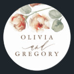 Fall Flowers Elegant Romantic Wedding Classic Round Sticker<br><div class="desc">Fall flowers wedding stickers</div>