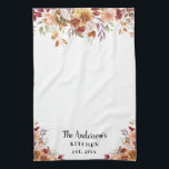 Fall flowers Family Kitchen Custom Kitchen Towel<br><div class="desc">Add a special touch to your kitchen! This gorgeous Towel featuring watercolor autumn flowers and leaves will add a marvellous touch of brown and red to your kitchen.</div>