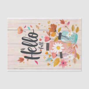 Fall Flowers in Mason Jars Decoupage Tissue Paper